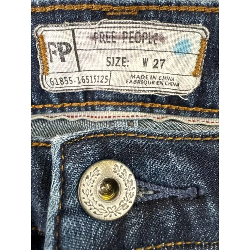 Free People W27 Mid Rise Skinny Jeans Medium Wash Stretch Denim